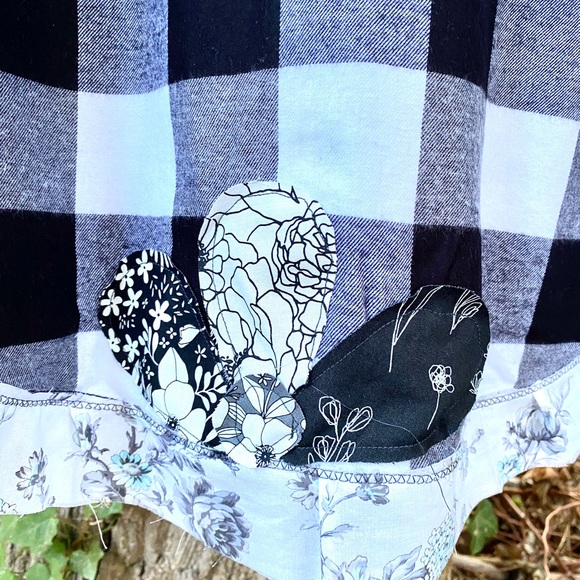 Flannel Buffalo Check Plaid Shacket Grunge Boho Frayed Floral Hippie Patch 2XL - Picture 11 of 11